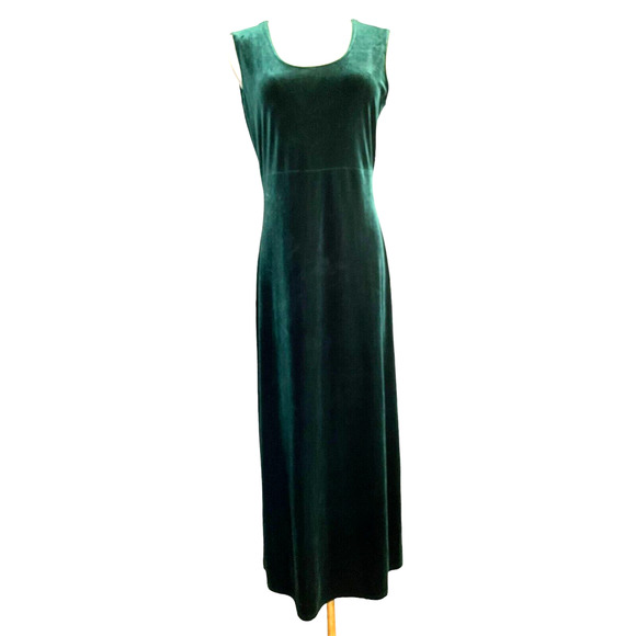 Nina Piccalino Size 6 Green Velvet Maxi Dress Sleeveless Scoop Neck Evening Gown - Picture 1 of 10
